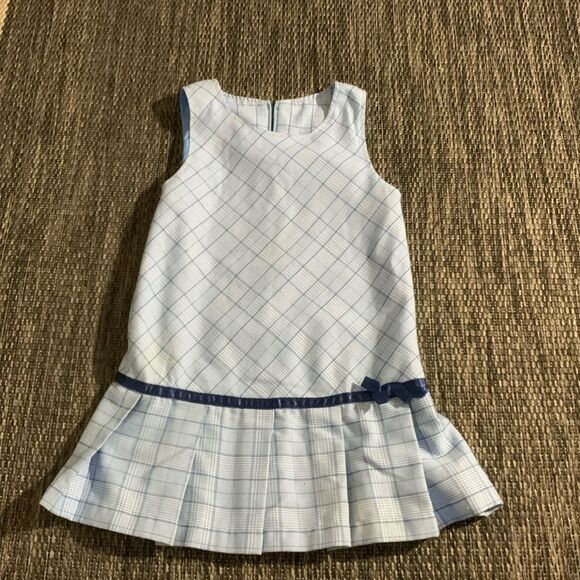 Girl Connection Size 6 drop waist jumper plaid blue dress with ribbon trim cute - Picture 1 of 5